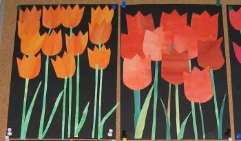 Tulpen mit vielen Rottönen